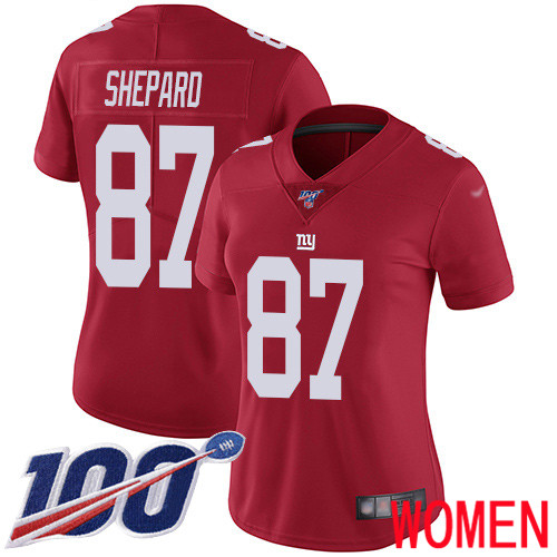 Women New York Giants #87 Sterling Shepard Red Limited Red Inverted Legend 100th Season Football NFL Jersey->women nfl jersey->Women Jersey